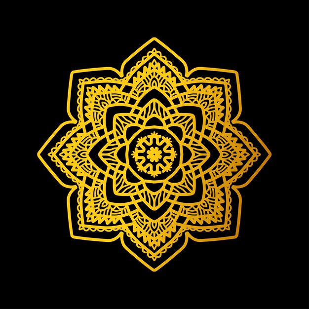 Vector de textura de arte de mandala de color dorado