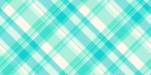 Vector de textura sin costuras alegre tela de patrón asimétrico Geometría de chequeo fondo a cuadros de tartan en colores de azul azulado y conchas de mar