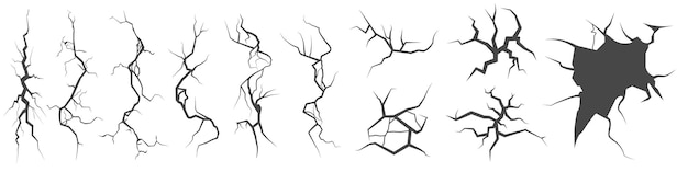 Vector de textura de grieta angustiada con líneas grunge y patrón de superficie abstracto roto