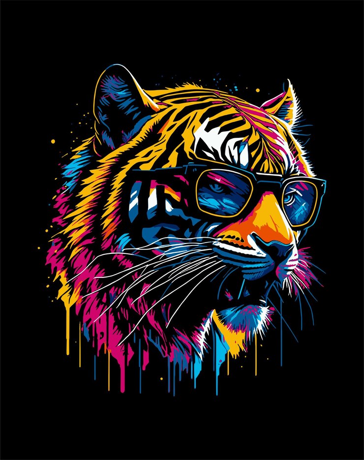 vector de tigre colorido para marca de ropa