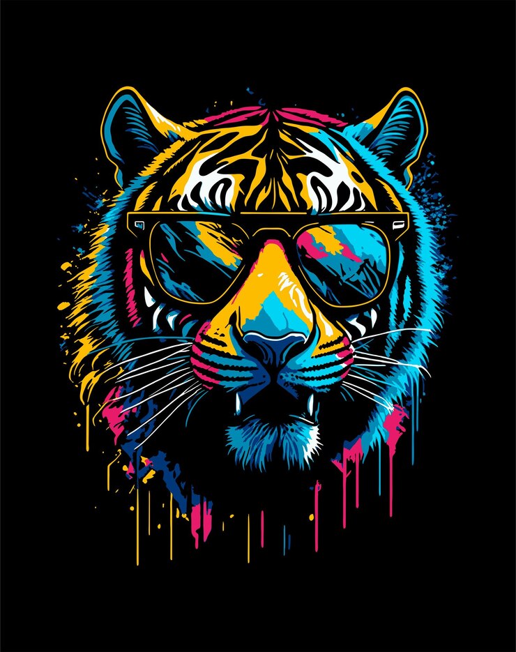 vector de tigre colorido para marca de ropa