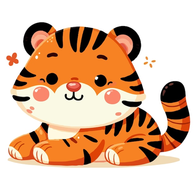 vector de tigre lindo en fondo blanco