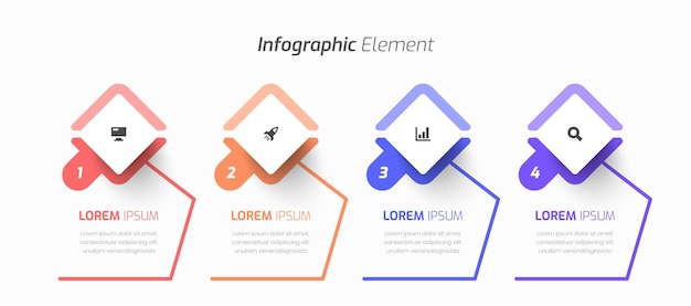 Vector Timeline Infographic Negocio con icono de línea y 4 opciones para la presentación