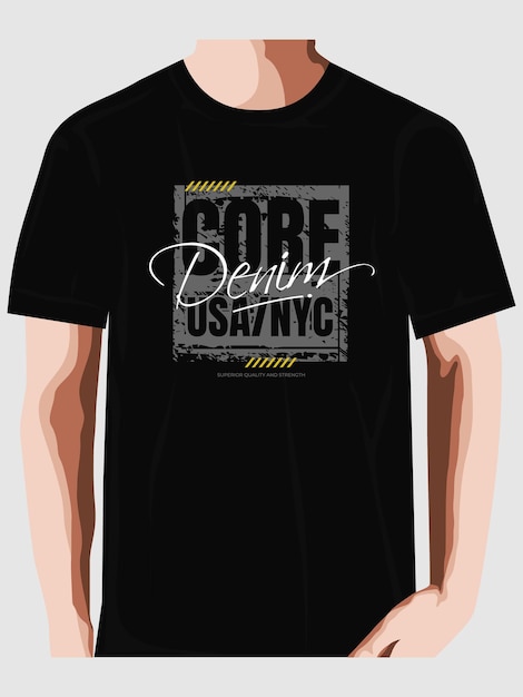 vector de tipografía de diseño de camiseta de la ciudad de nueva york de mezclilla core Vector Premium