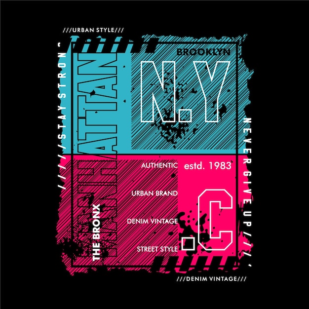 vector de tipografía gráfica plana abstracta de manhattan para impresión de camiseta