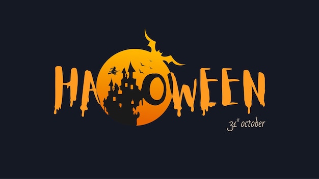 Vector de tipografía de Halloween Signo de fiesta o logotipo para el festival de la temporada de Halloween Ilustración vectorial