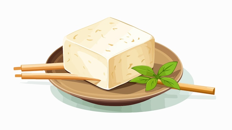 Vector vector de tofu y palillos con espacio libre para el texto
