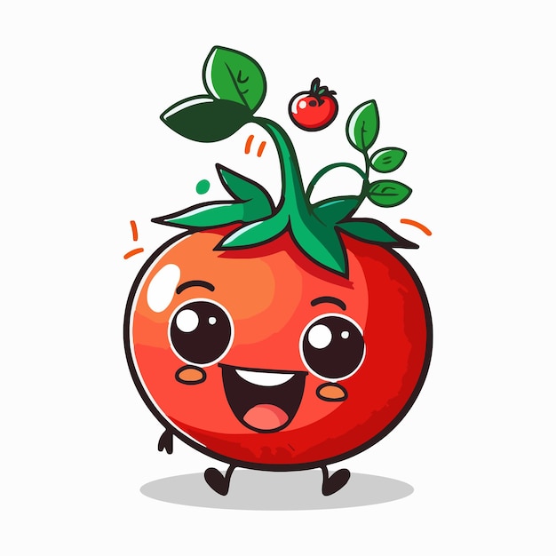 Vector tomate lindo estilo de dibujos animados