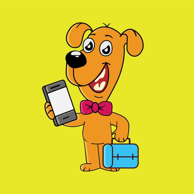 Vector tome la ilustración del icono del vector de dibujos animados del teléfono móvil y la bolsa.