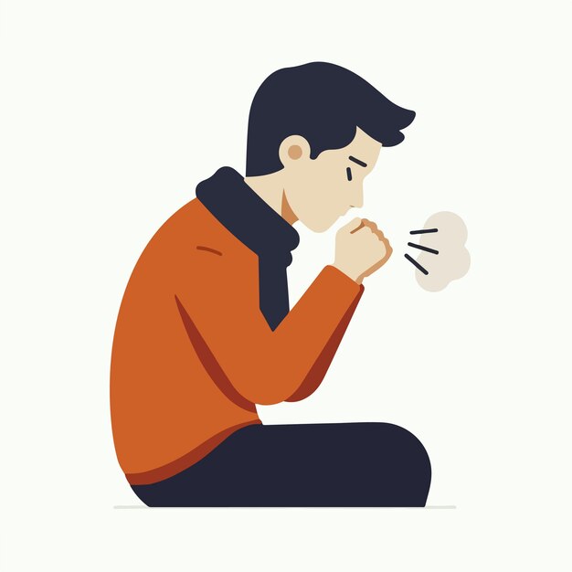 vector de tos adolescente en el estilo de diseño plano