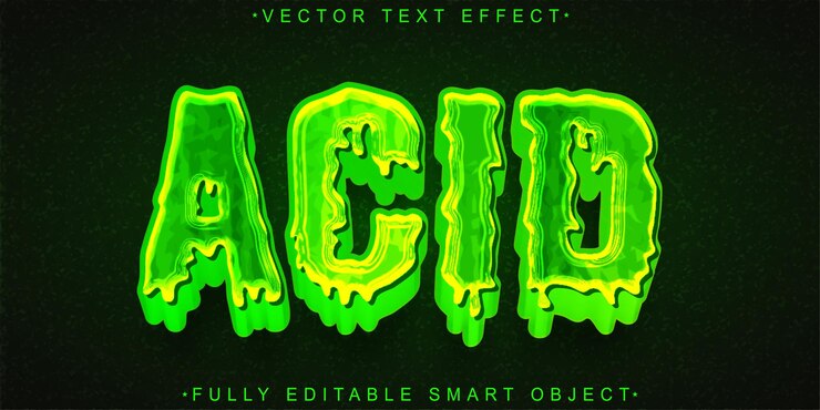 Vector vector tóxico verde efecto de texto de objeto inteligente totalmente editable