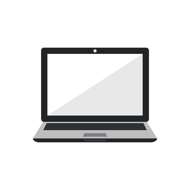 Vector de trabajo de marco de computadora de pantalla blanca de icono de computadora portátil