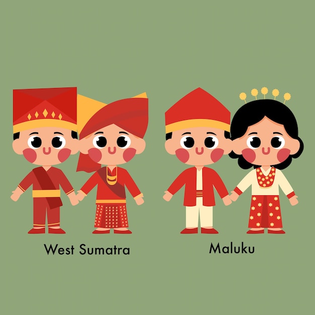 Vector de traje tradicional de Indonesia