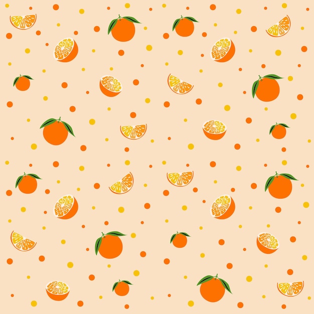 Vector transparente de patrón naranja y círculo sobre fondo naranja, patrón de frutas sin costuras