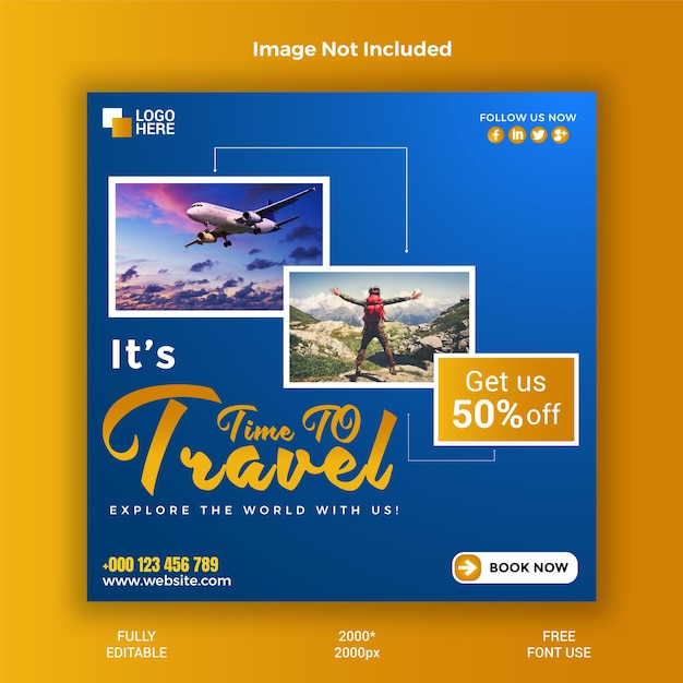 Vector Travel plantilla de publicaciones en las redes sociales