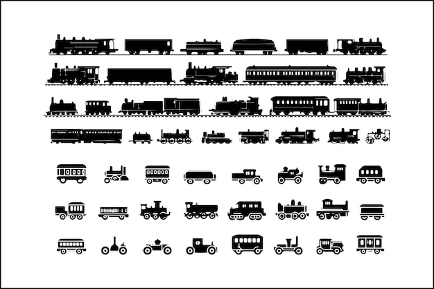 Vector de tren Silueta de tren Arte de ferrocarril Clipart de tren Silhueta de locomotora Diseño de tren Tra