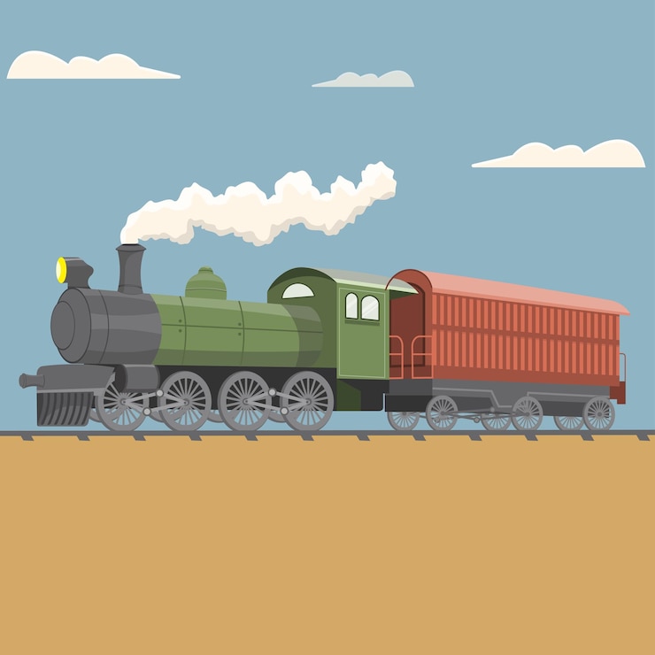 Vector vector de trenes de carbón antiguos