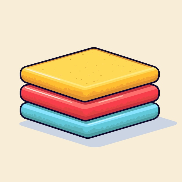 Vector de tres esponjas apiladas, un icono vectorial que representa tareas domésticas y de limpieza