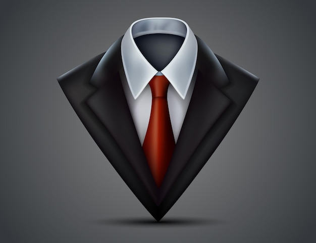 Vector triángulo chaqueta y corbata traje objeto 3d Vector