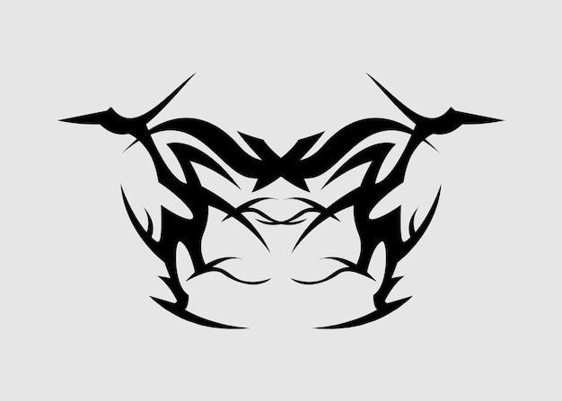 vector, tribal, tatuaje, fuego, dragón negro, cabeza