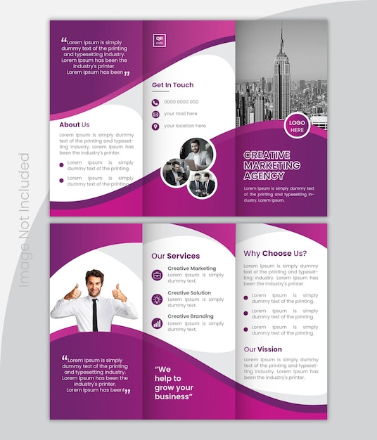 Vector trifold folleto de negocios trifold folio de diseño corporativo trifold brochura premium