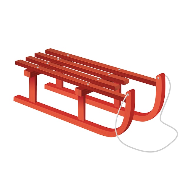 Vector de trineo de madera clásico detallado 3D realista