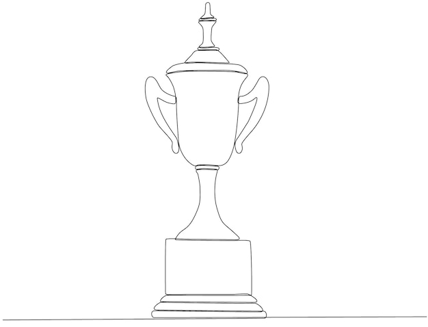 vector de trofeo ganador de línea continua premium de dibujo de una línea