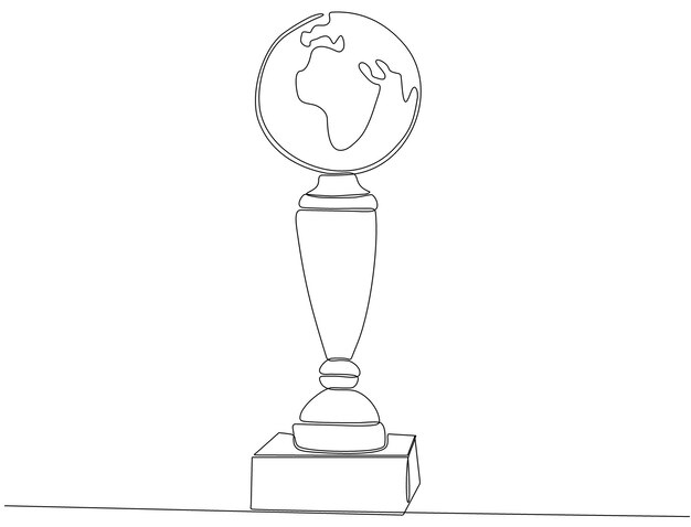 Vector de trofeo ganador de línea continua premium de dibujo de una línea