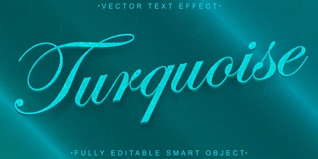 Vector turquesa Efecto de texto de objeto inteligente totalmente editable
