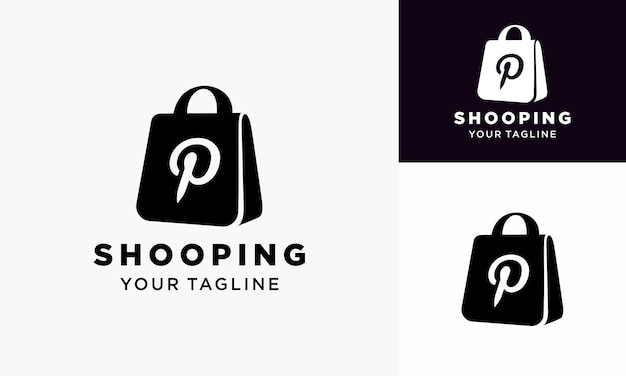 Vector último p vector del logotipo de la bolsa de compras de la tienda adecuado para el logotipo de compras