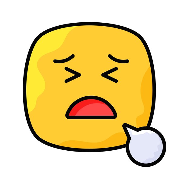Vector único y premium del icono de emoji editable cansado