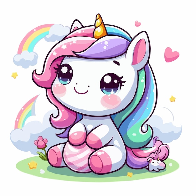 Vector de unicornio lindo sobre un fondo blanco