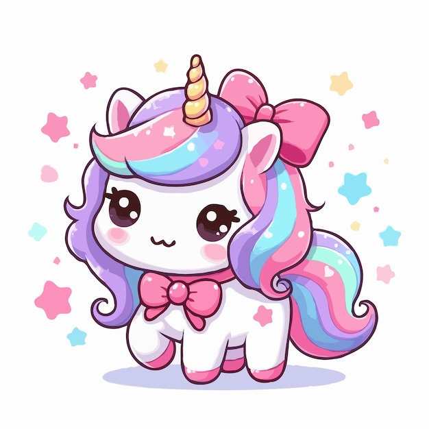 Vector de unicornio lindo sobre un fondo blanco