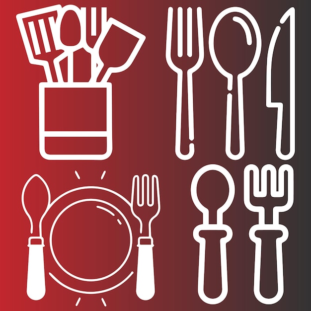 Vector de utensilios de cocina y cucharas