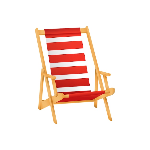 Vector vacaciones icono playa tumbona con tumbona de madera verano relajarse
