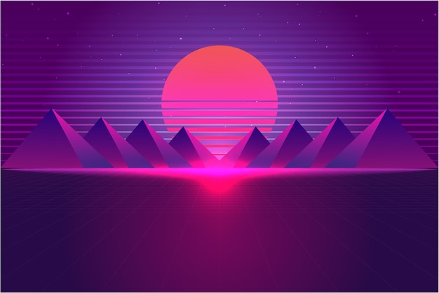 Vector vaporwave retrowave synthwave retro scifi fondo futurista 1980 y 1990 Portada