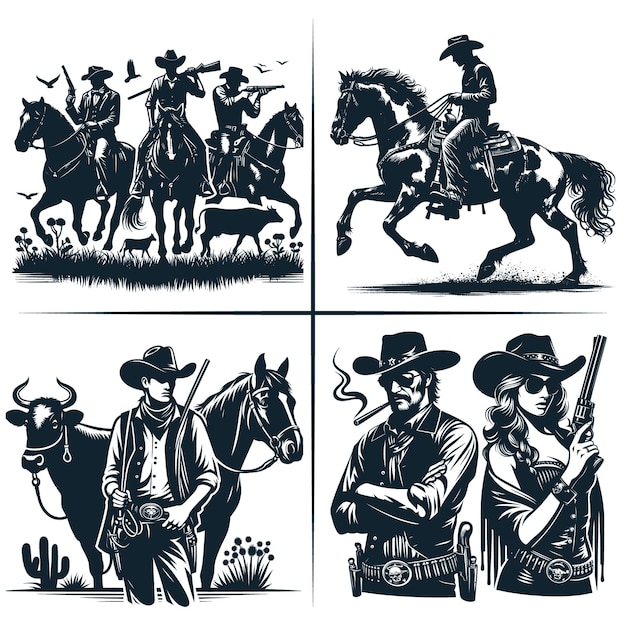 Vector de vaquero y vaquero