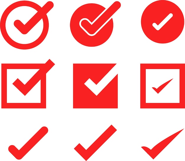 Vector de varias marcas de comprobación diferentes