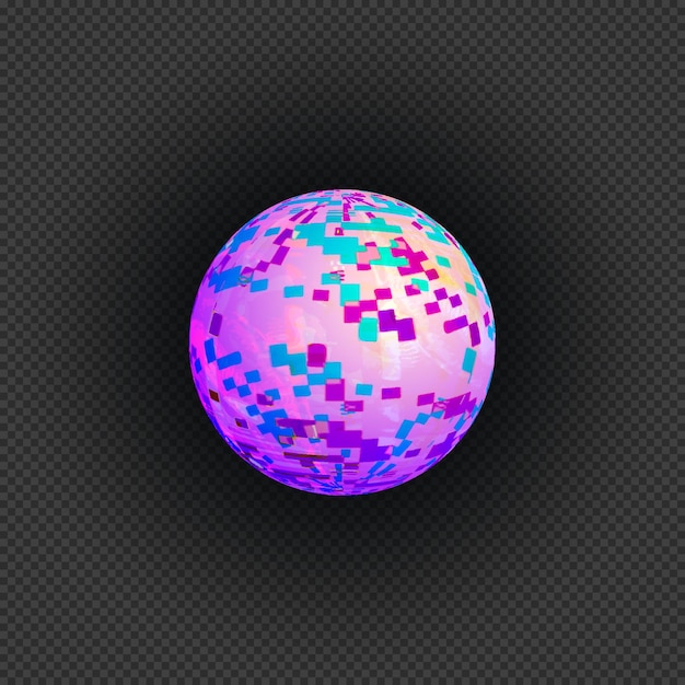 Vector de varios colores vibrantes bola de arte moderno elemento de diseño esférico gráfico error error de archivo de datos dañados digital abstracto sobre fondo oscuro transparente