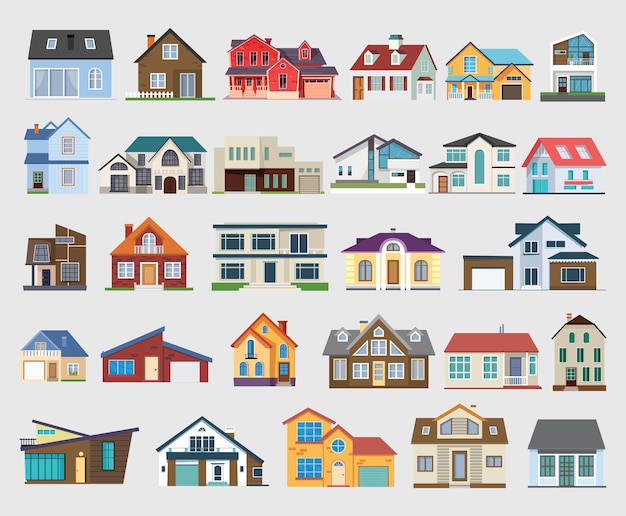 Vector de varios tipos de casas.