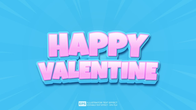 Vector vector 3d texto feliz san valentín fuente de efecto de texto editable