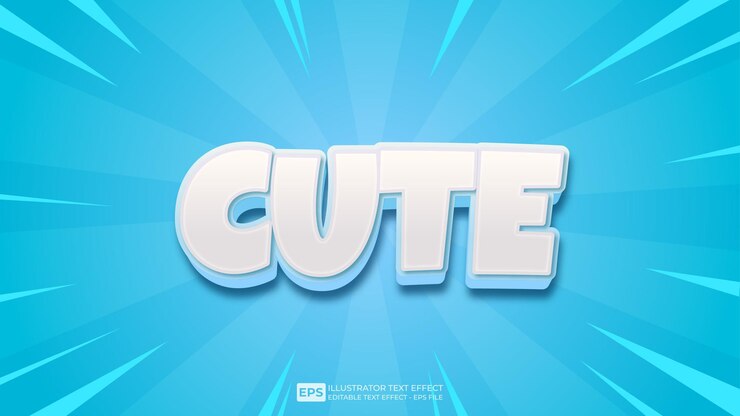 Vector vector vector 3d texto lindo efecto de texto editable fuente