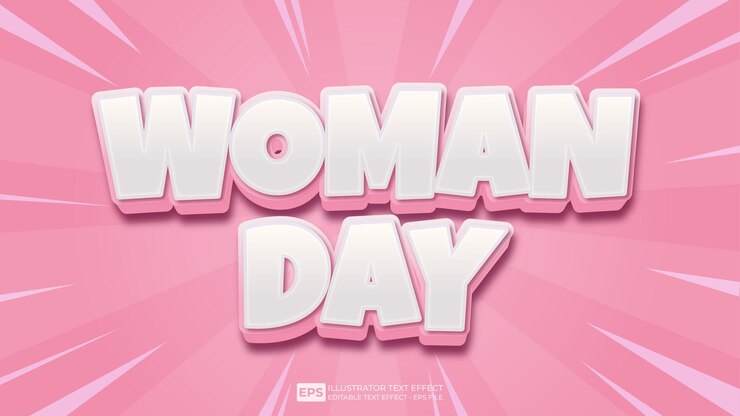 Vector vector vector 3d texto mujer día texto editable efecto fuente