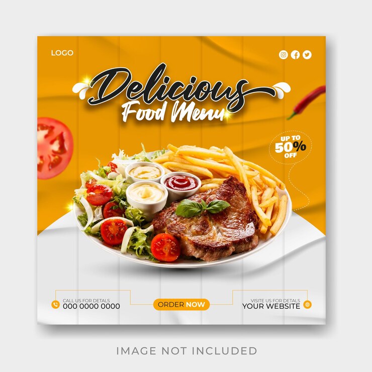 Vector vector comida deliciosa banner de las redes sociales menú de comida plantilla de banner de los medios