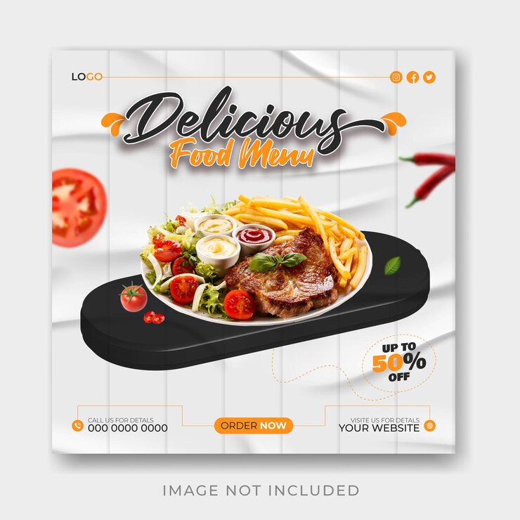Vector vector comida deliciosa banner de las redes sociales menú de comida plantilla de banner de los medios