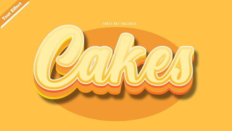 Vector vector de vector de diseño de efecto de texto de tortas. texto editable en 3d