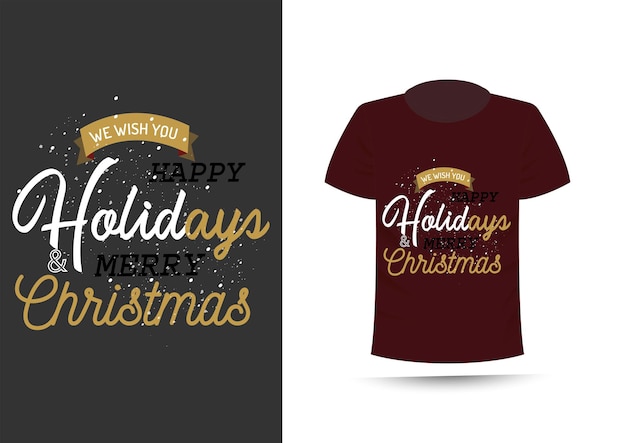 Vector vector felices citas de Navidad plantilla de diseño de camiseta