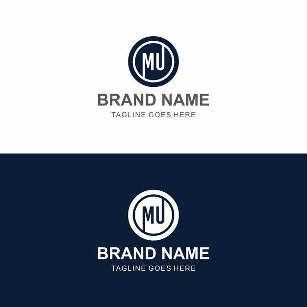Vector vector 'mu' empresa letras iniciales monograma mu logo