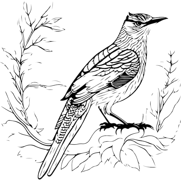 Vector un vector de un pájaro cuco en color blanco y negro