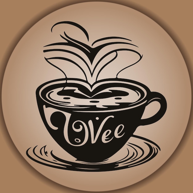 Vector de vector una taza de diseño de contorno de logotipo de café